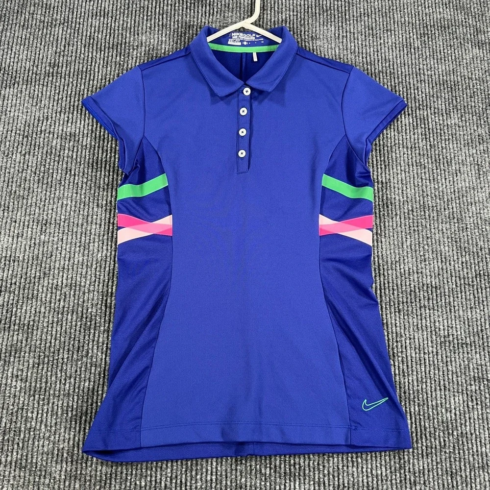 Nike Golf Tour Performance Polo Shirt Womens Small Blue Short Sleeve Dri Fit